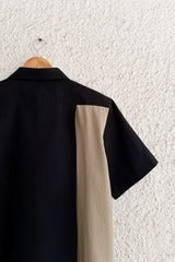 Premium Black & Beige Color Block Half Sleeve Casual Shirt for Men | Cotton Blend Regular Fit